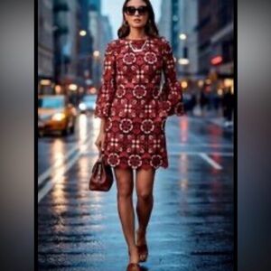 Trina Turk Smolder Lace Dress  3/4-length Bell Sleeves Sophisticated Sz 4 NWT